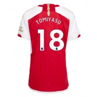Dres Arsenal Takehiro Tomiyasu #18 Domáci pre Ženy 2023-24 Krátky Rukáv